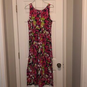 Multicolored V-neck Sleeveless MAXI Dress